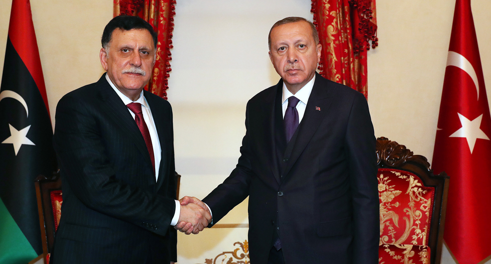 Cumhurbaşkanı Recep Tayyip Erdoğan ile Libya Ulusal Mutabakat Hükümeti Başkanlık Konseyi Başkanı Fayiz el Serrac 