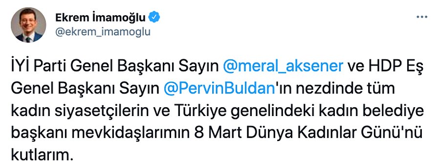 İmamoğlu'nun Tweeti