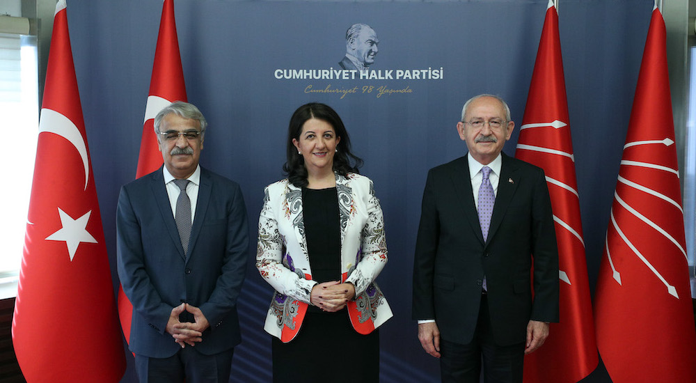 CHP Genel Başkanı Kemal Kılıçdaroğlu, HDP Eş Genel Başkanları Pervin Buldan ve Mithat Sancar