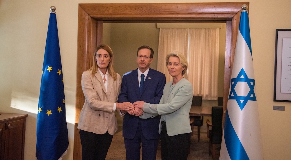 İsrail Cumhurbaşkanı Isaac Herzog, AB Komisyonu Başkanı Ursula von der Leyen ve Avrupa Parlamentosu Başkanı Roberta Metsola