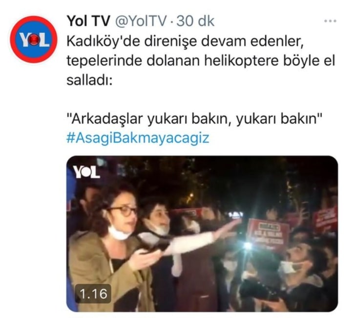 Boğaziçi Üniversitesi Eylemleri - Yol TV Tweet