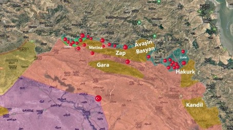 Görsel 1: Irak’ın kuzeyindeki terör örgütü PKK kampları ve TSK’nın harekat alanları/Üs Bölgeleri