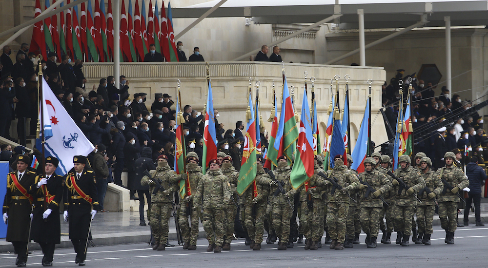 Cumhurbaşkanı Erdoğan ve Azerbaycan Cumhurbaşkanı Aliyev, Zafer Geçici Töreni'nde
