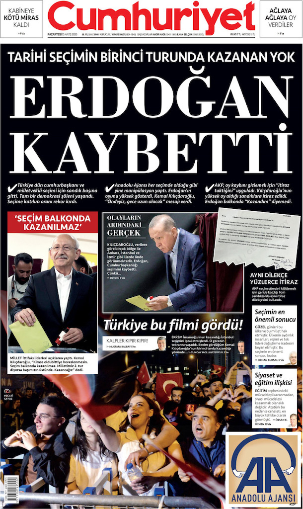 Cumhuriyet Gazetesi, 15 Mayıs