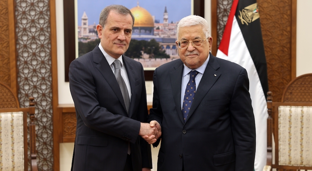 Azerbaycan Dışişleri Bakanı Ceyhun Bayramov ile Filistin Devlet Başkanı Mahmud Abbas
