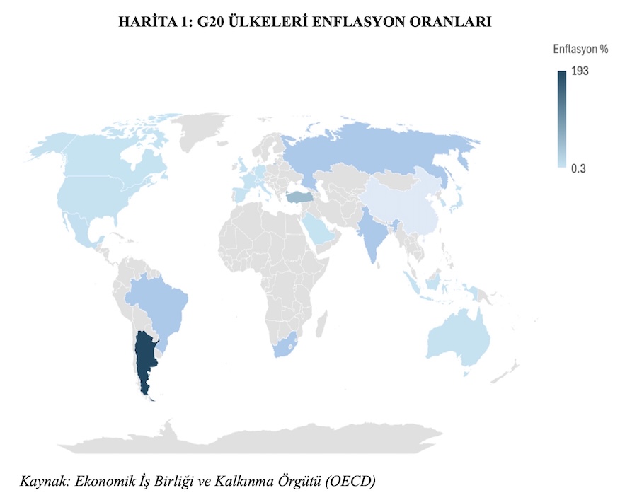 HARİTA 1: G20 ÜLKELERİ ENFLASYON ORANLARI HARİTA 1: G20 ÜLKELERİ ENFLASYON ORANLARI