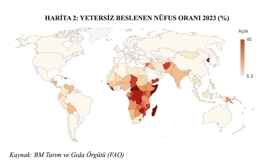 HARİTA 2: YETERSİZ BESLENEN NÜFUS ORANI 2023 (%) HARİTA 2: YETERSİZ BESLENEN NÜFUS ORANI 2023 (%)
