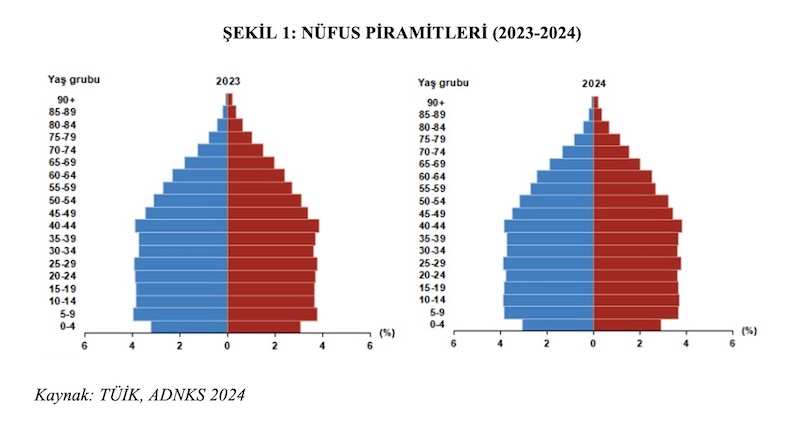 ŞEKİL 1: NÜFUS PİRAMİTLERİ (2023-2024)