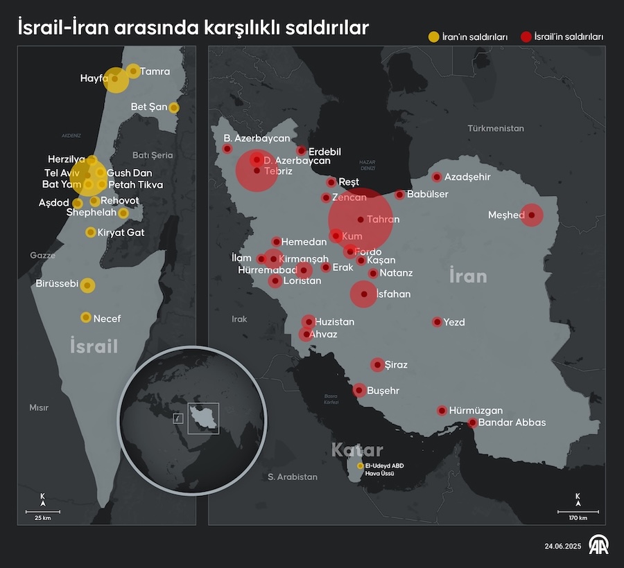 İsrail-İran arasındaki karşılıklı saldırılar, AA İNFO