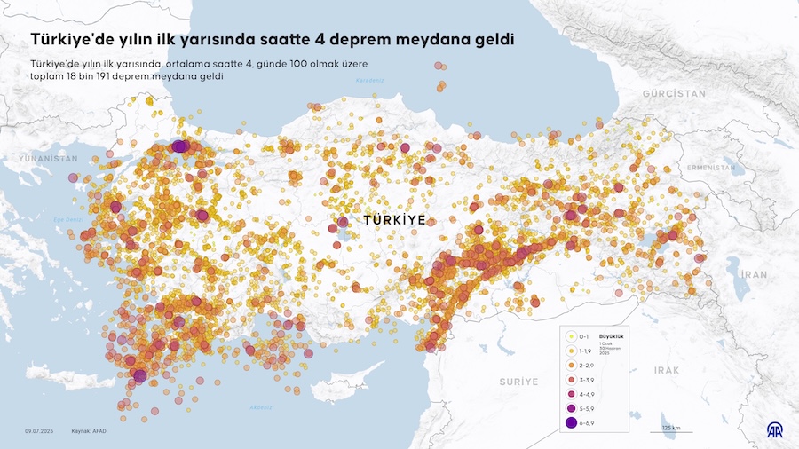 Türkiye'de yılın ilk yarısında saatte 4 deprem meydana geldi, AA İNFO