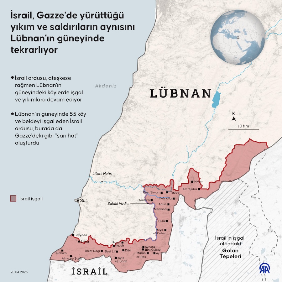 İsrail, Gazze'de yürüttüğü yıkım ve saldırıların aynısını Lübnan'ın güneyinde tekrarlıyor, AA İNFO